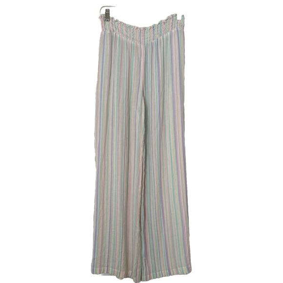 BP Multicolor Striped Palazzo Pants Elastic Waist Wide Women’s Sz L Multicolor - Picture 3 of 13